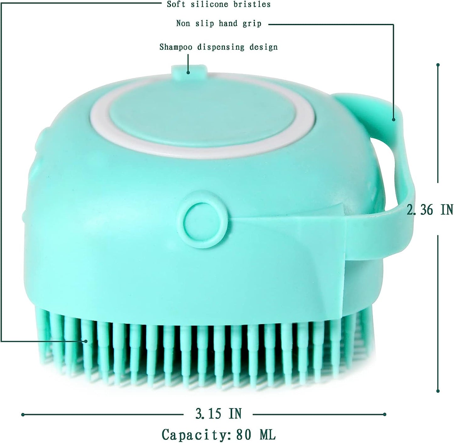 Pet Bath Brush with Shampoo Dispenser - Soft Silicone Grooming Brush for Dogs and Cats