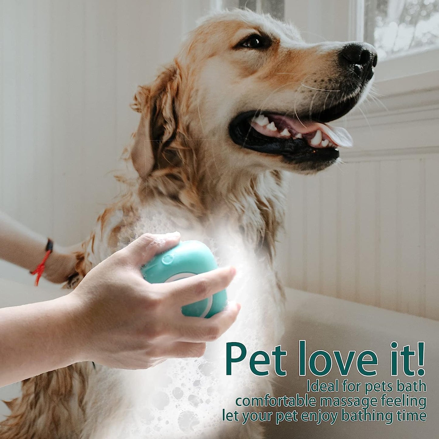 Pet Bath Brush with Shampoo Dispenser - Soft Silicone Grooming Brush for Dogs and Cats