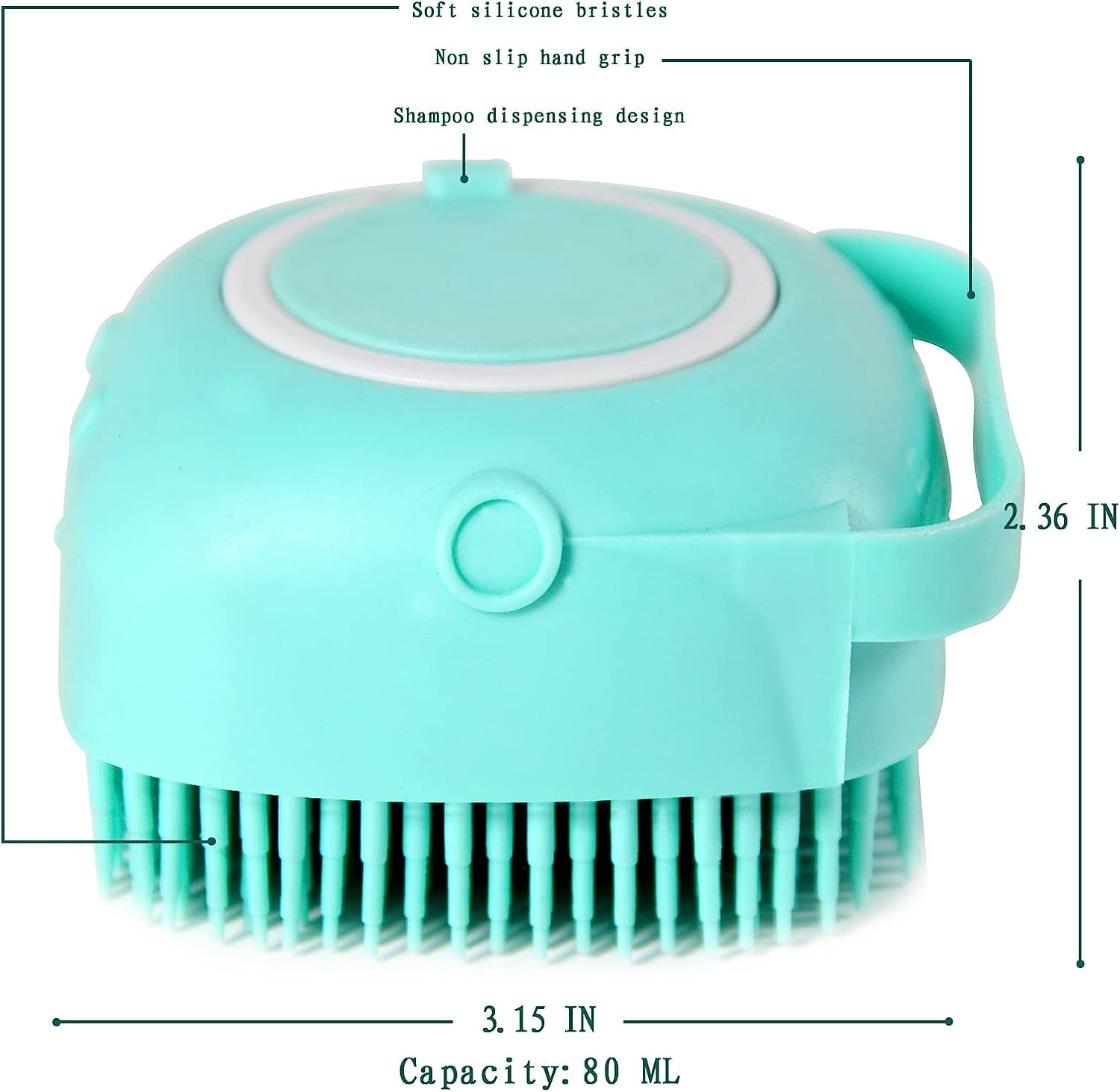 Pet Bath Brush with Shampoo Dispenser - Soft Silicone Grooming Brush for Dogs and Cats