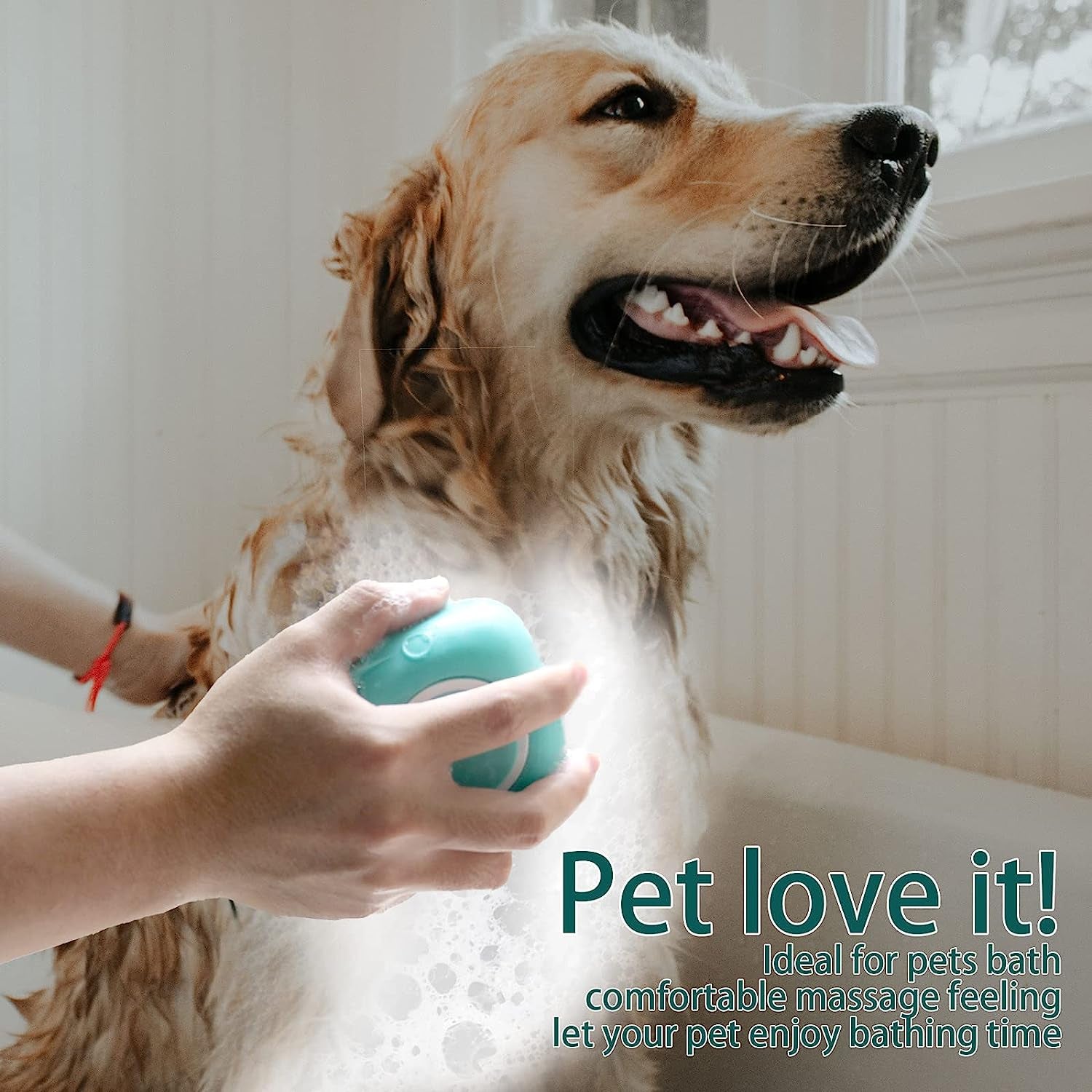 Pet Bath Brush with Shampoo Dispenser - Soft Silicone Grooming Brush for Dogs and Cats